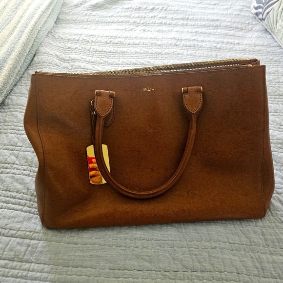 Ralph Lauren Handbags - Ralph Lauren Tan Large Satchel